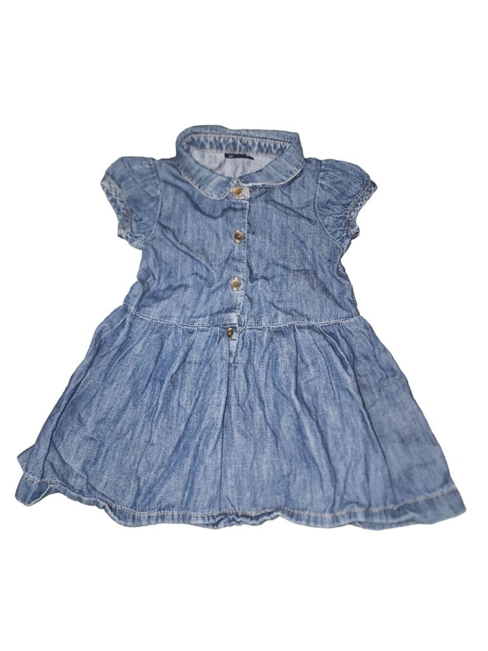 Baby Gap Denim Dress Toddler 18-24 Months Half Button Collared Dark 100% Cotton